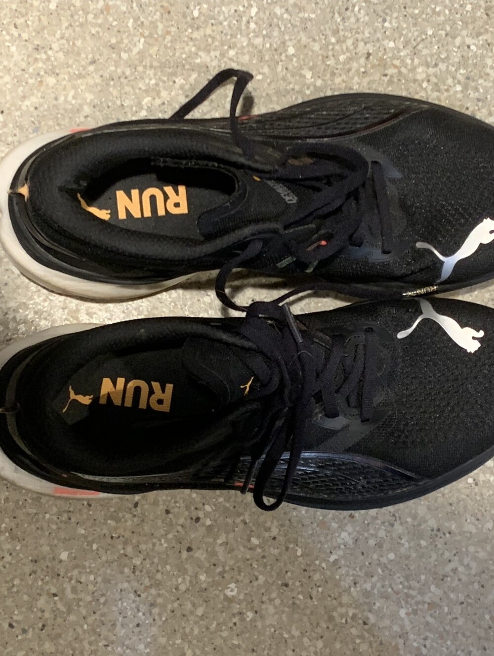 #724 Puma Nitro3 Used  Black Athletic Running Shoes with White Logo